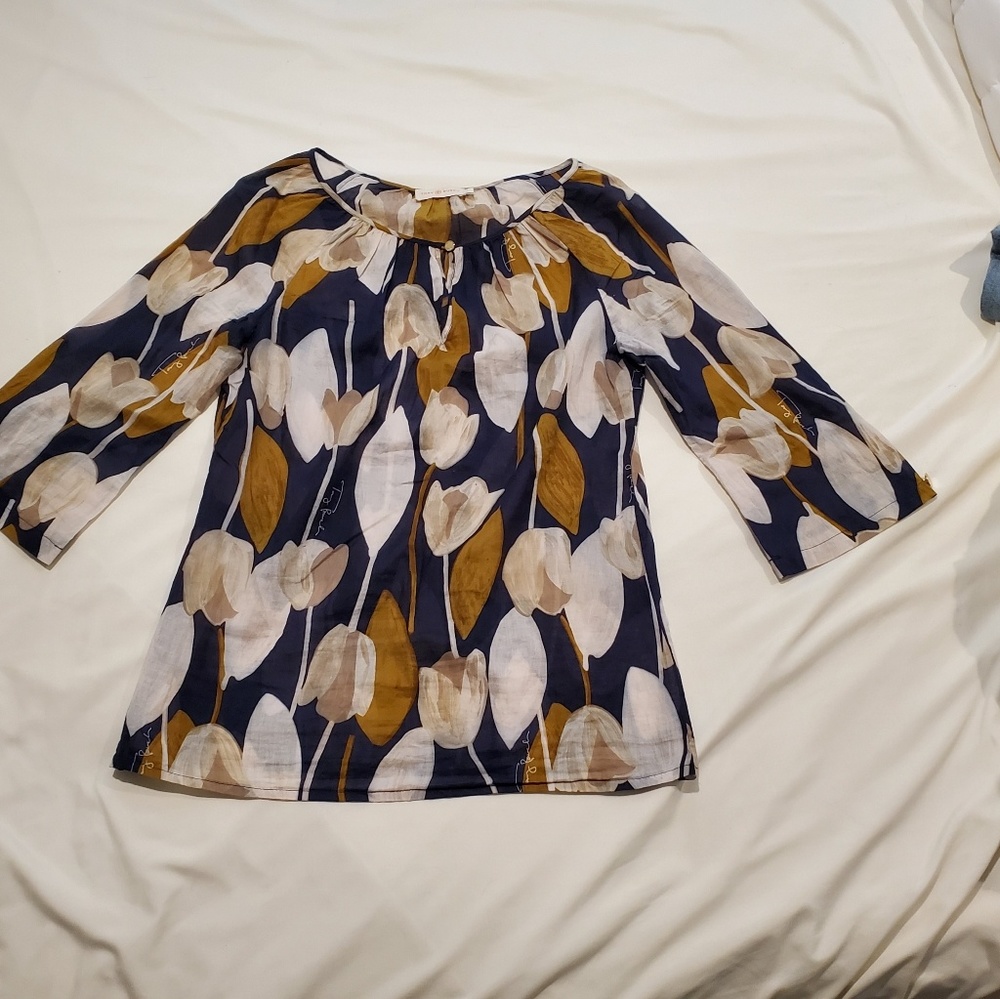 🐧🐧Tory Burch Tulips (Midnight) Blouse Top/Tunic